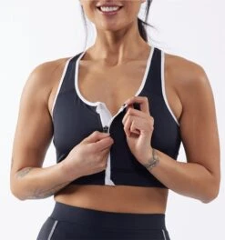 Swim Racerback Zip Compression Top - Black Novelty(Swim Racerback Zip Top Black Novelty) -tomboyx Sales 2337250001 Swim Black Novelty Racerback Zip Top On Fig 3