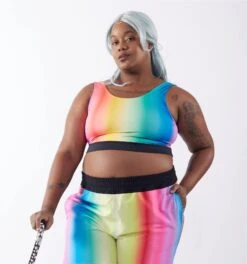 Swim Reversible Sport Top - Melting Rainbow(Swim Reversible Sport Top Melting Rainbow) -tomboyx Sales 2337270011 Swim Melting Rainbow Reversible Sport Top On Fig 3