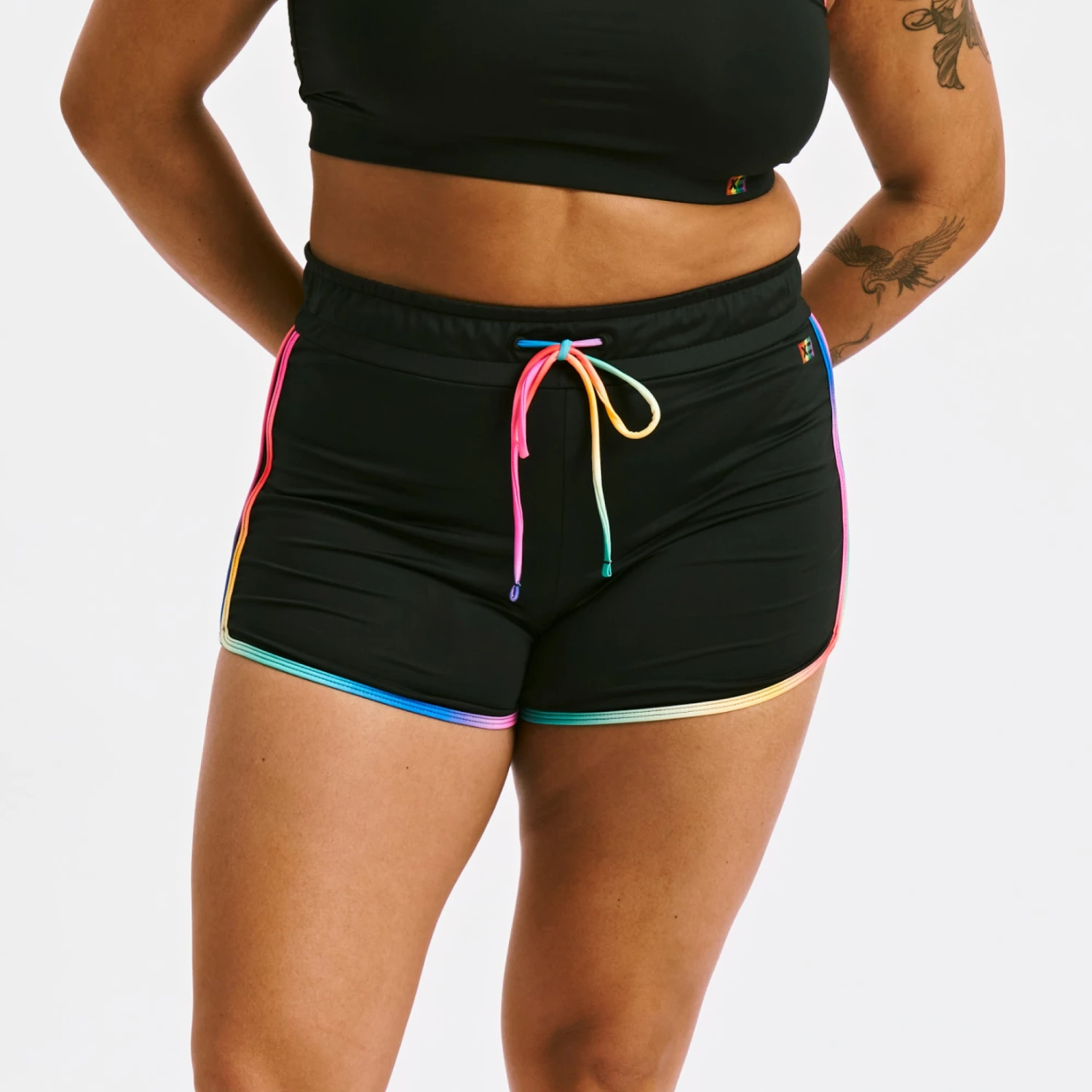 Swim High Waisted Boy Short - Black Rainbow Ombre(Swim High Waisted Boy Short Black Rainbow Ombre) 1 Swim High Waisted Boy Short - Black Rainbow Ombre(Swim High Waisted Boy Short Black Rainbow Ombre)