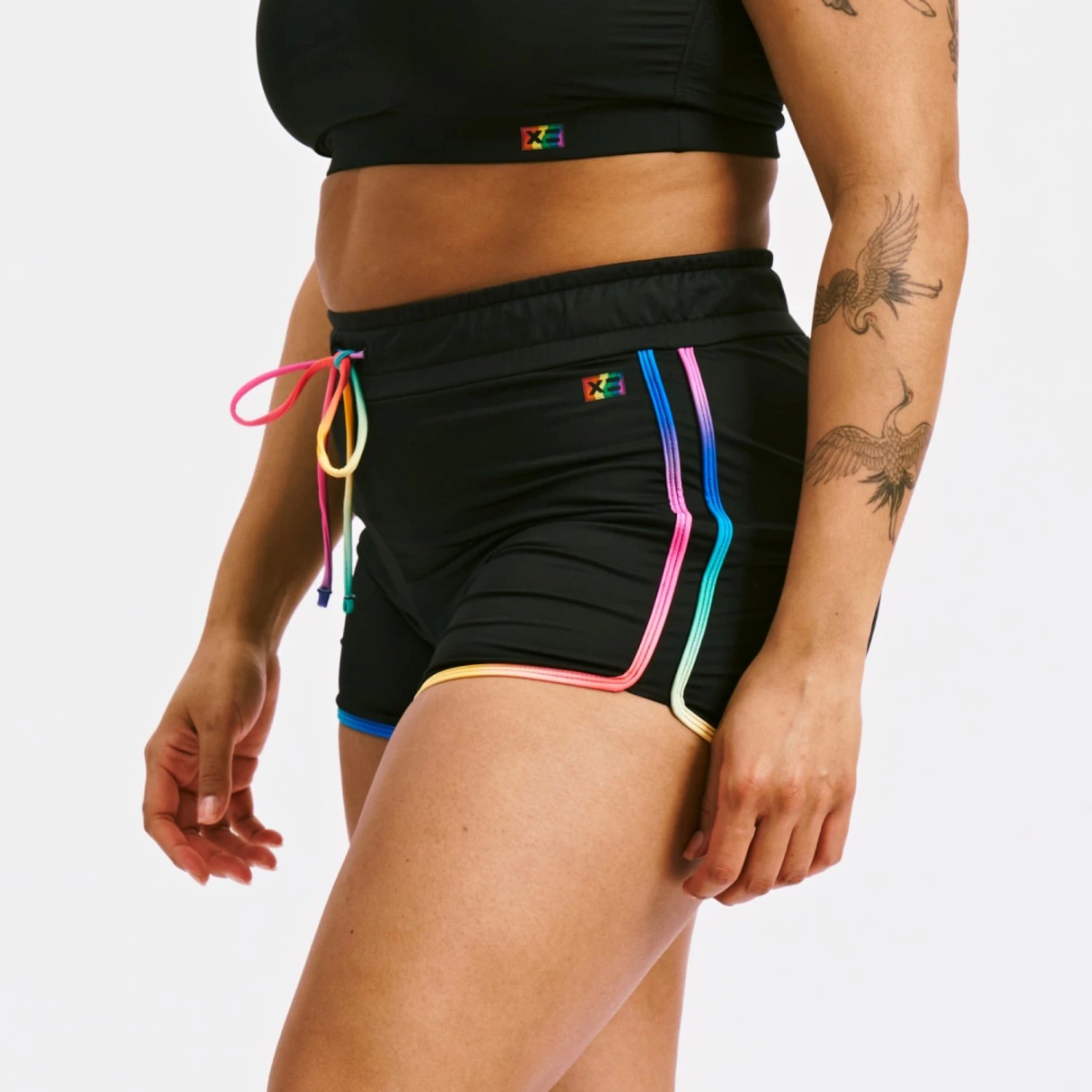 Swim High Waisted Boy Short - Black Rainbow Ombre(Swim High Waisted Boy Short Black Rainbow Ombre) 2 Swim High Waisted Boy Short - Black Rainbow Ombre(Swim High Waisted Boy Short Black Rainbow Ombre) - Image 2