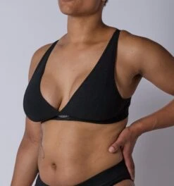 Bamboo Rib Plunge Bra - Black(Bamboo Rib Plunge Bra Black) -tomboyx Sales Black Bamboo Rib Plunge BraOF1
