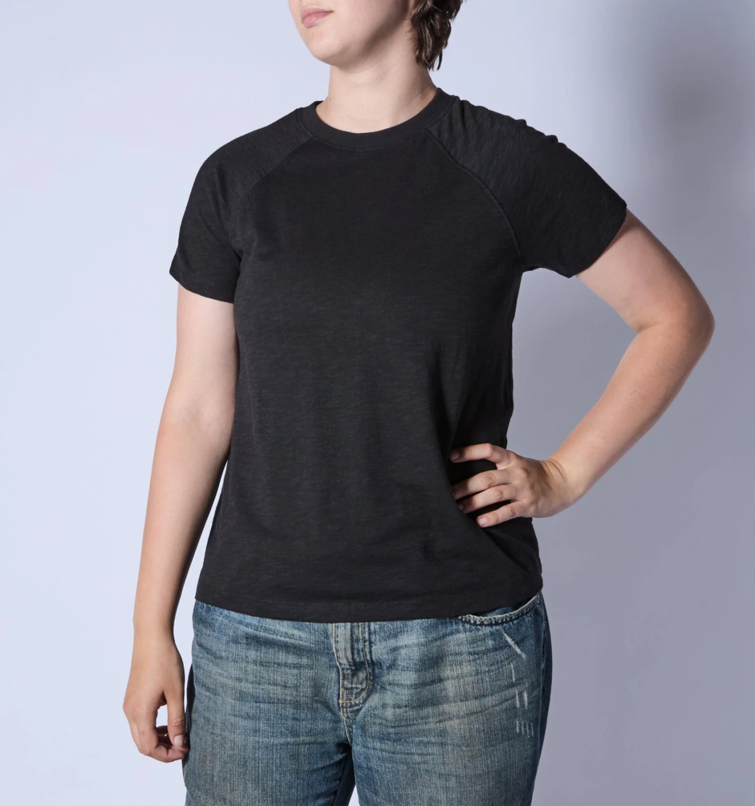 Short Sleeve Jersey Slub Raglan Tee - Black(Short Sleeve Jersey Slub Raglan Tee Black) 1 Short Sleeve Jersey Slub Raglan Tee - Black(Short Sleeve Jersey Slub Raglan Tee Black)