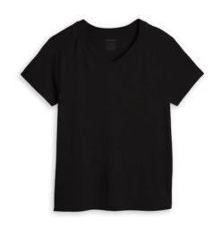 Short Sleeve Jersey Slub V Neck Tee - Black(Short Sleeve Jersey Slub V Neck Tee Black) -tomboyx Sales Black Short Sleeve Jersey Slub Raglan V Neck 1