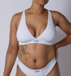 Bamboo Rib Plunge Bra - Bright White(Bamboo Rib Plunge Bra Bright White) -tomboyx Sales Bright White Bamboo Rib Plunge BraOF1