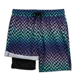 Swim 9" Lined Board Shorts - Checker Chaos(Swim 9 Lined Board Shorts Checker Chaos) -tomboyx Sales Checker Chaos Swim 9in Lined Board Short 2