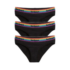 First Line Period Bikini 3-Pack - Black Rainbow Logo(First Line Period Bikini 3 Pack Black Rainbow Logo)