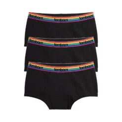 First Line Period Boy Shorts 3-Pack - Black Rainbow Logo(First Line Period Boy Shorts 3 Pack Black Rainbow Logo)