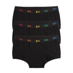 First Line Period Boy Shorts 3-Pack - Black X= Rainbow(First Line Period Boy Shorts 3 Pack Black X Rainbow)