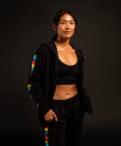 French Terry Zip Up Hoodie - Metallic Rainbow(French Terry Zip Up Hoodie Rainbow Highlight) -tomboyx Sales MetallicRainbowHoodieOF1