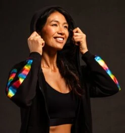 French Terry Zip Up Hoodie - Metallic Rainbow(French Terry Zip Up Hoodie Rainbow Highlight) -tomboyx Sales MetallicRainbowHoodieOF2