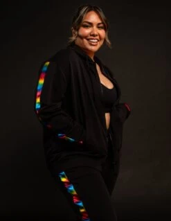 French Terry Zip Up Hoodie - Metallic Rainbow(French Terry Zip Up Hoodie Rainbow Highlight) -tomboyx Sales MetallicRainbowHoodieOF3