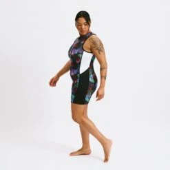 Swim 4.5" Zip Up Unisuit - Palm Dreams(Swim 4 5 Zip Up Unisuit Palm Dreams) -tomboyx Sales Palm Dreams Swim 4.5in Zip Up UnisuitOF3