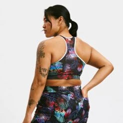 Swim Racerback Zip Compression Top - Palm Dreams(Swim Racerback Zip Compression Top Palm Dreams) -tomboyx Sales Palm Dreams Swim Racerback Zip Compression TopOF3