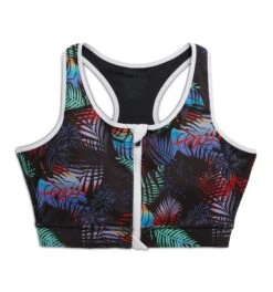 Swim Racerback Zip Compression Top - Palm Dreams(Swim Racerback Zip Compression Top Palm Dreams) -tomboyx Sales Palm Dreams Swim Racerback Zip Compression Top 1