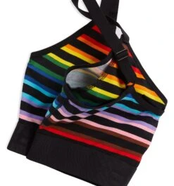 V Neck Bralette - Progress Pride Stripes(Bralette Progress) -tomboyx Sales ProgressPrideStripes VNeckBralette 3