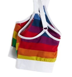 V Neck Bralette - Rainbow Pride Stripes(Vbralette Rbstripe) -tomboyx Sales RainbowPrideStripes VNeckBralette 3