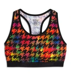 Racerback Soft Bra - Rainbow Houndstooth(Racerback Soft Bra Rainbow Houndstooth) -tomboyx Sales Rainbow Houndstooth Racerback Bra 1