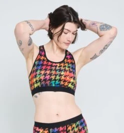 Racerback Soft Bra - Rainbow Houndstooth(Racerback Soft Bra Rainbow Houndstooth)
